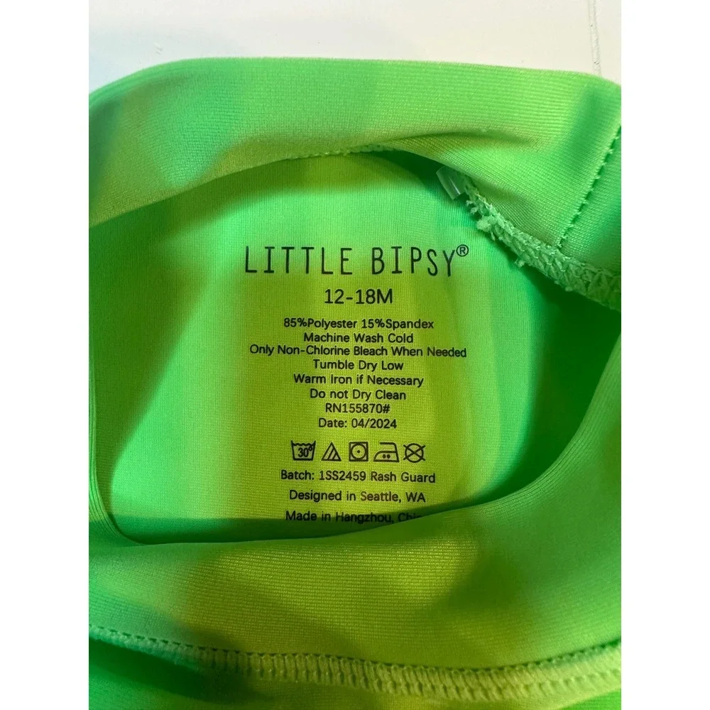 Little Bipsy Rash Guard Set Kids 12-18M Neon Green Purple Good Colorblock Swim